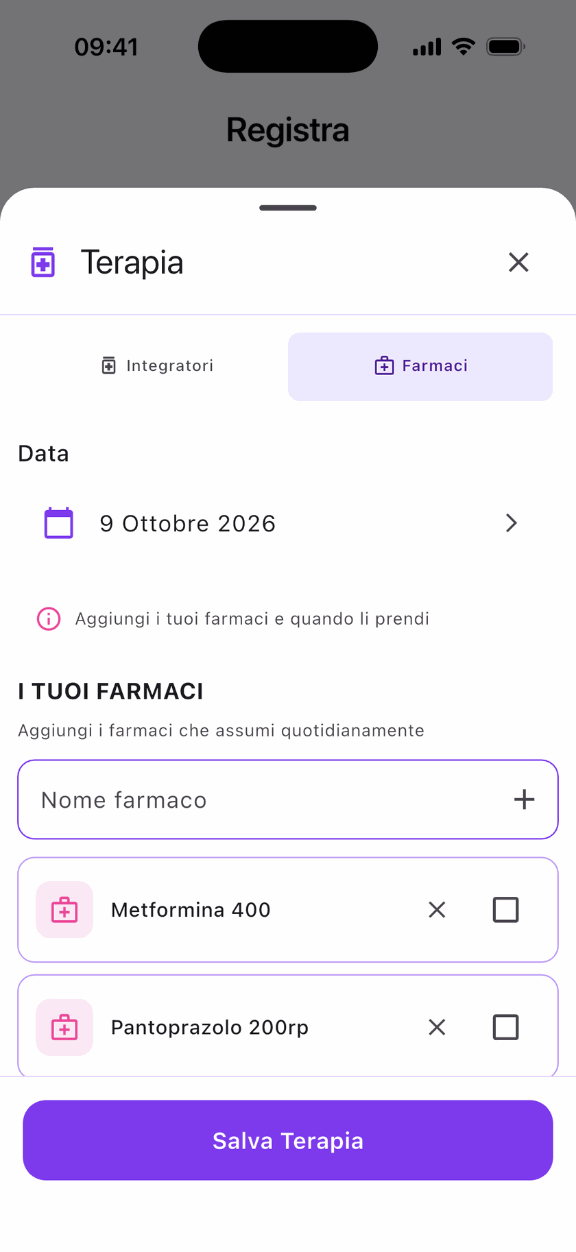 La scheda Farmaci di Jilpy: i farmaci che prendi e in che momento della giornata